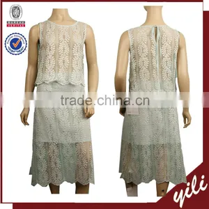 2016 S/S NEW DESIGN Lace Fabric Sleeveless Summer Ladies Suit Design thumbnail-1