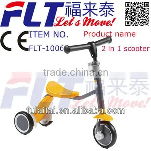 The Newest Fashion 2 in 1 FLT-1006 Three Wheel Scooter With Strong Steel and PU Wheel for Sale in 2013 thumbnail-1