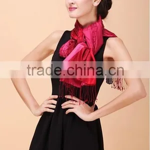 Customized Silk Long Scarf With Tassels thumbnail-2