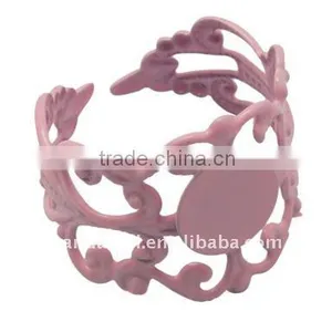 Brass Ring Components, Screw Jewelry Cluster Rings, Pink(KK-G042-1) thumbnail-1