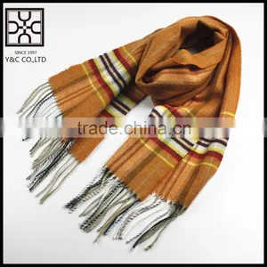2015 New Design Checked Wool Scarf With Fringe thumbnail-2