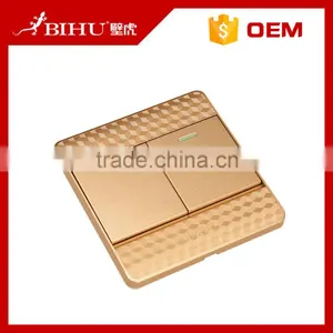 Super Quality BIHU Golden Color PC Material Electrical 2 Gang Switch for Sale thumbnail-4