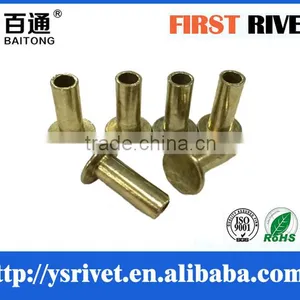 6x16 Brass Plated Flat Head Semi Tubular Steel Rivet thumbnail-2