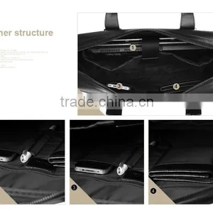 Mens Black Genuine Leather Laptop Shoulder Document Bag thumbnail-5