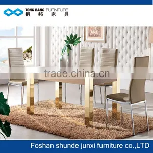 Mdf Top Dining Table With Stainless Steel Legs thumbnail-1