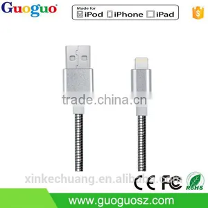 Wholesale Promotion Metal Braided Tranfer 8 Pin Mfi Data Cable for Iphone7 thumbnail-1