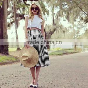 Fashion Women Sexy High Elastic Waist Striped Casual Party Beach A-Line Skirt thumbnail-5