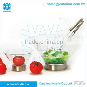 Honey Comb Shape Acrylic Plastic Clear Salad Bowl thumbnail-6