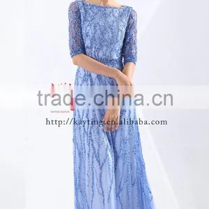Marvelous Newest Sequins Beaded Long Sleeve Guangzhou Muslim Wedding Dress thumbnail-2