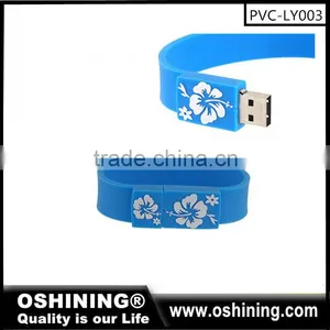 Free LOGO USB 2.0 Bracelet Silicone Real Capacity Usb Stick Cheap Promotional(PVC-LY003) thumbnail-2