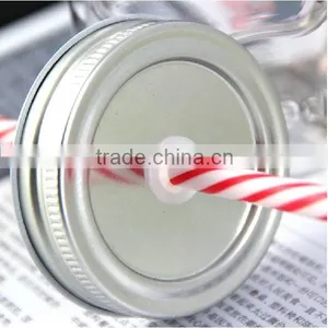 16oz Colored Drinking Glass Mug With Straw thumbnail-2