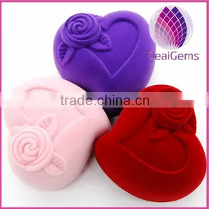 Velvet Ring Box Heart Shaped Ring Box Velvet Jewelry Packaging Boxes thumbnail-1
