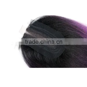 7pcs 220g Cheap Hair Weaving Modacrylic Fibre Shed Free Ombre Color Synthetic Straight Hair Weft With Big Lace Closure thumbnail-6