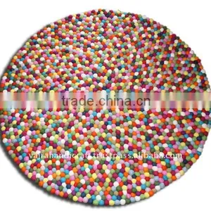 Nepal Hand Made Round Colorful Babies Felt Carpets and Rugs thumbnail-1