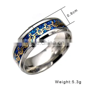 2016 Silver Wedding Band Jewelry Unique Pattern Stainless Steel Polished Rings for Mens thumbnail-2