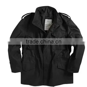 Men's Cotton Plolyester Canavas With Lining Black Military M-65 Field Jacket Coat thumbnail-1