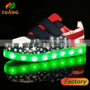 Fashionable American Flag Style Led Shoes Kids Light Sports Shoes and Sneakers for Adult Casual 2017 thumbnail-1