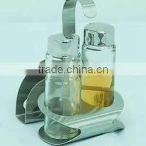 Glass Oil and Vinegar Bottle Set With Stand thumbnail-1