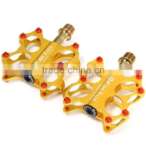 2pcs Kactus KTPD - 07 Bike MTB Cycling Pedals Gold-plating Titanium Spindle Footrest Flat CNC 3 Bearings Ultralight Pedals thumbnail-1