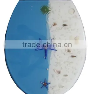 Beach/Sand/Shell Polyresin Toilet Seat,Lucite Toilet Seat,Resin Toilet Seats, 18" Size thumbnail-2