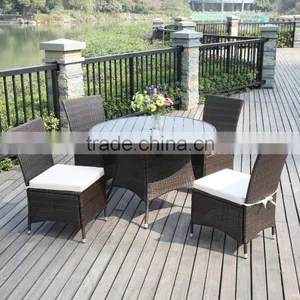 2017 Trade Assurance Outdoor Promotion pe Rattan Resin Wicker Banquet 4pcs Modern High Back Dining Table Set thumbnail-1