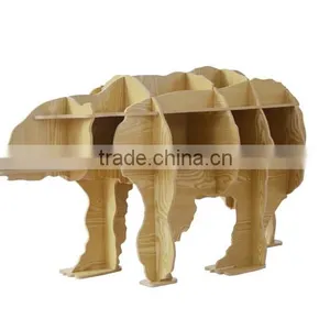 Bear Puzzle Table,Creative Animal Furniture,MDF DIY Assembled Bear Table For Fashion Living Room,Wooden Animal Furniture thumbnail-2