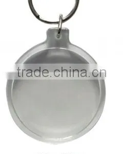 Plastic Round Shape Custom Photo Frame Mini Gift Clear Transparent Key Ring thumbnail-1