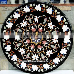 Antique Art Work Marble Inlay Coffee Table Top Decorative thumbnail-1