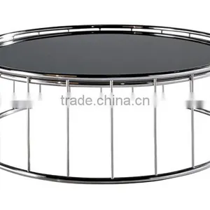High Quality Factory Price Metal Table Frame Stainless Steel Glass Coffee Table FF-070 thumbnail-1