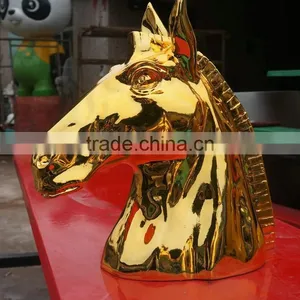 Fiberglass Electroplate Horse Head Sculpture Statue thumbnail-4
