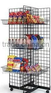 4 Sided Gridwall Supermarket Display With Basket and Shelves thumbnail-1