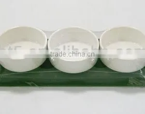Set of 3 White Round Ceramic Dish Set,snack Tray thumbnail-1
