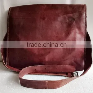 High Quality Classic Design Handmade Vintage Pure Goat Leather Office Bag thumbnail-2