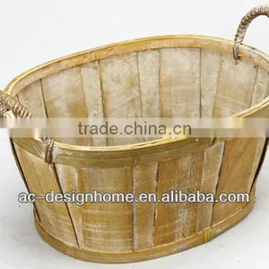 GOLDEN WASH OVAL BAMBOO CHIP BASKET thumbnail-1