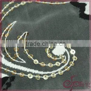 Elegant Embroidery Design Mesh Fabric, Flower Sequin Fabric for Dress thumbnail-4