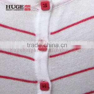 Women Two-tone Striped Cotton Cardigan With Long Sleeves, Button Closure Front thumbnail-3