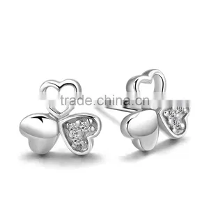 925 Sterling Silver Lucky Clover Classic Smart Stud Earring Wholesale for Ladies thumbnail-1