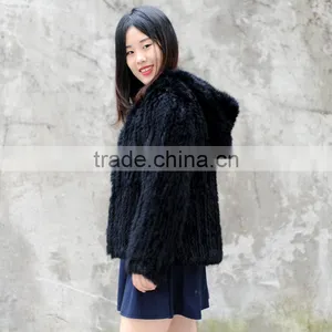 CX-G-A-44B Top Quality Genuine Rabbit Fur Garment/ Real Fur Jacket Winter Women thumbnail-4