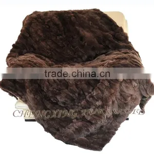 CX-D-66E Real Fur Luxury Patchwork Rex Rabbit Fur Blanket/Fur Rug thumbnail-4