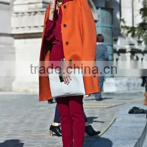 Short Style Good Quality 100% Hand Made Fashion Orange Winter Coat Women thumbnail-1
