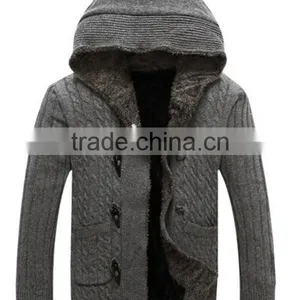 Button Down Pattern Sweater Jersey Heavy Knit Cardigan Man thumbnail-5
