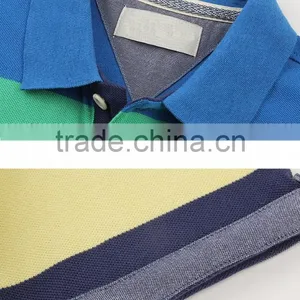 Plain Slim Fit Stretch Colorful Short Sleeve Wholesale Striped Polo Shirts For Men 100% Cotton thumbnail-5