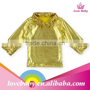 Newest Baby Girls Outfit High Quality Golden Sequins T-shirt Children Fashion Clothing thumbnail-1