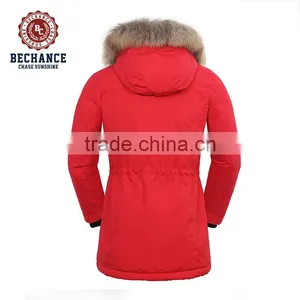 Red Outdoor Down Jacket for Winters With Fur thumbnail-2