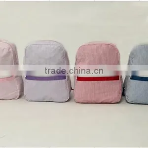 New Design Striped Todder With Monogrmmed Seersucker Backpack thumbnail-1