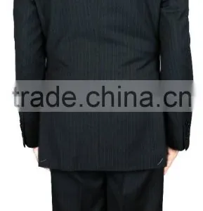 NAAMS MEN'S WOOL 2 BUTTON 2 VENT SLIM FIT SUIT JACKET FLAT FRONT PANT GREY STRIPE thumbnail-4