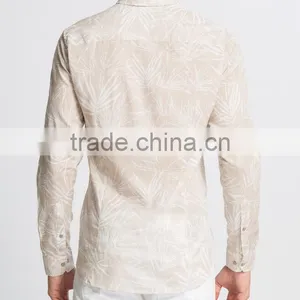 Beige Super Skinny Long Sleeve Men Casual Shirt thumbnail-2