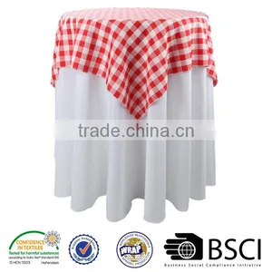 New Popular 70x70-inch Polyester Tablecloth Checkered Table Cloth Whte and Red thumbnail-1