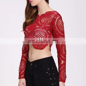 2016 Summer Latest Top Designs For Women Sexy Lace Crop Top thumbnail-4