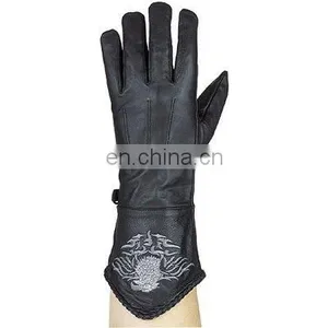 HMB-2077A LEATHER WOMEN RIDING GLOVES MOTORCYCLE EAGLE EMBROIDERY thumbnail-1
